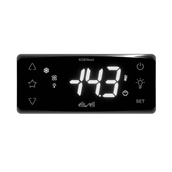 Novo e elegante ecrã tátil preto KDENext para termóstatos RTX e RTN para refrigeração avançada